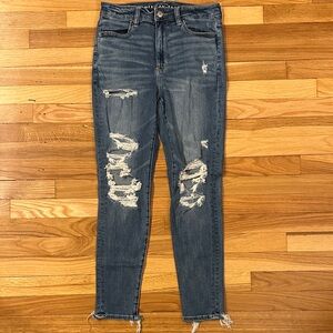 American Eagle Outfitters Blue Distressed Skinny Jeans